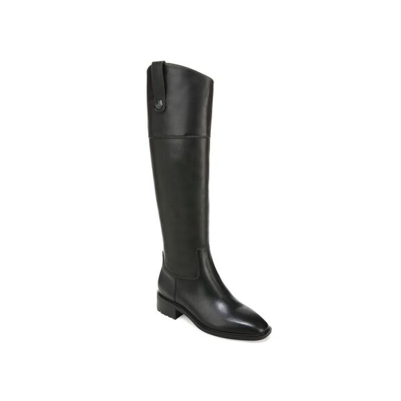NWT SAM EDELMAN Womens Black Button Drina Almond Leather Riding Boot 6.5